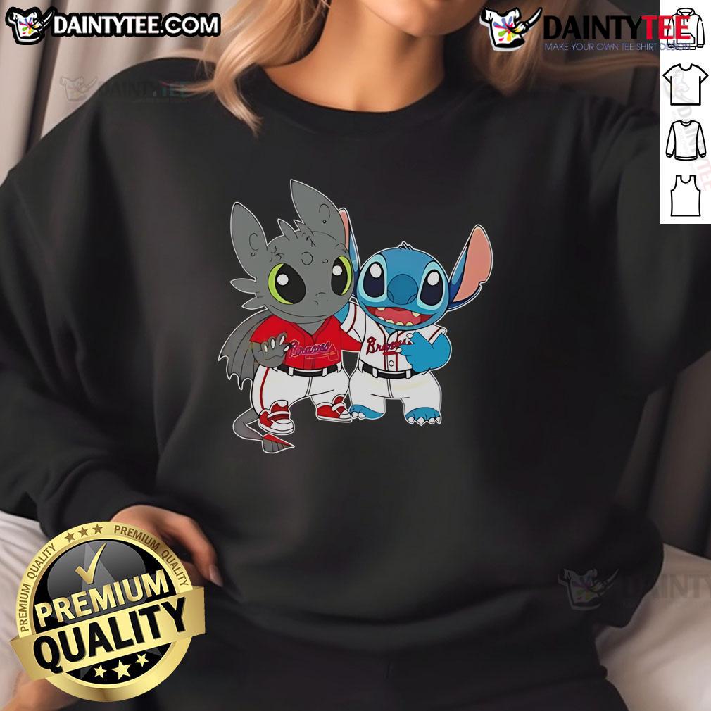 Alt Text: Cute Stitch and Toothless Philadelphia Phillies sweatshirt featuring vibrant designs and cozy fabric for fans.