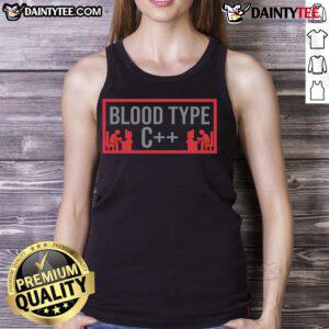 Funny Blood Type C Programmer Tank Top featuring humorous coding graphics, perfect for tech enthusiasts and programmers.