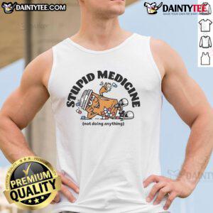Funny Bring Me The Horizon tank top featuring 'Stupid Medicine Not Doing Anything' design, perfect for music fans.