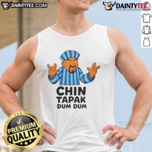 Funny Chin Tapak Dum Dum Tank Top featuring a humorous graphic, perfect for casual wear and showcasing fun style.