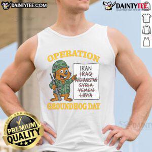 Funny Operation Groundhog Day tank top featuring a playful design perfect for fans of the classic movie and humor.