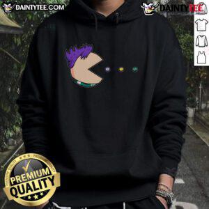 Funny Pill Man in a Pac-Man Hoodie, showcasing a playful design perfect for gamers and meme enthusiasts.