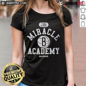 Good Brooklyn Nets Miracle Academy NBA Collection ladies tee featuring vibrant team colors and stylish design for fans.