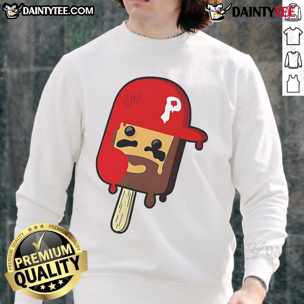 Bryce Harper Pop Ice sweatshirt featuring Philadelphia Phillies logo, perfect for fans of MLB and stylish sports apparel.
