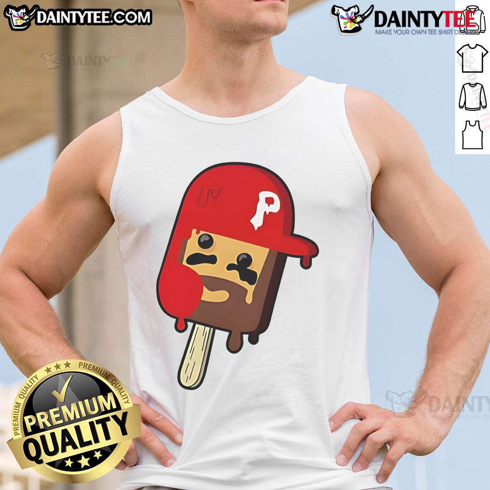 Bryce Harper Pop Ice tank top featuring Philadelphia Phillies logo, perfect for summer baseball fans and stylish sportswear.