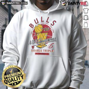 Good Chicago Bulls NBA Champions Double Triple 1991-1998 Hoodie featuring iconic team colors and logo design.