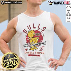 Good Chicago Bulls NBA Champions Double Triple 1991-1998 tank top featuring iconic team logo and championship years.
