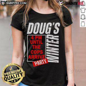 Good Dougs Winter Party February Ladies Tee featuring a stylish design perfect for cozy winter gatherings.