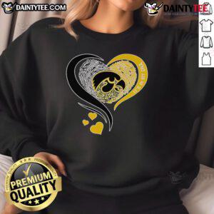 Alt Text: Good Fingerprint Heart Iowa Hawkeyes sweatshirt featuring DNA design, perfect for fans and alumni.