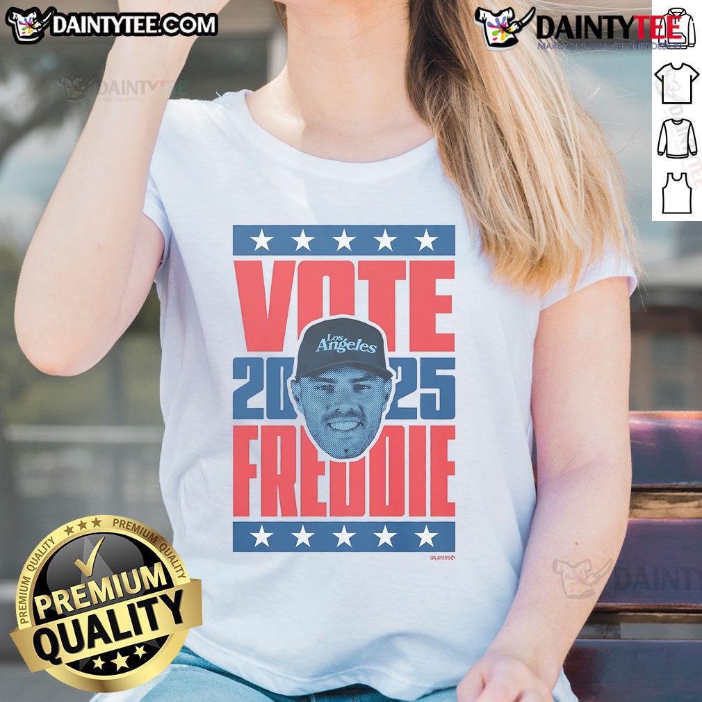 Good Freddie Freeman 2025 Vote Ladies Tee featuring vibrant design, perfect for baseball fans supporting Freeman's campaign.