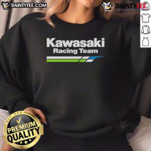 Good Kawasaki Racing Team sweatshirt featuring vibrant colors and logo, perfect for motorsport enthusiasts and fans.