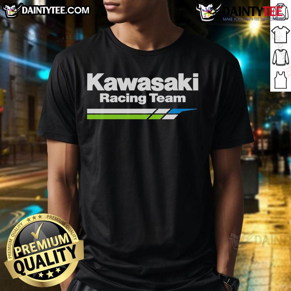 Alt Text: Good Kawasaki Racing Team T-Shirt featuring vibrant graphics and logo, perfect for motorsport enthusiasts.