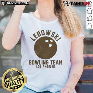 Good Lebowski Bowling Team Los Angeles ladies tee featuring vibrant graphics and a stylish design for fans of the cult classic.