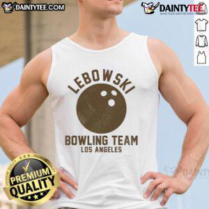 Good Lebowski Bowling Team Los Angeles tank top featuring a retro design, perfect for fans of the cult classic film.