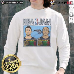 Good NBA Jam Magic Wagner and Banchero sweatshirt featuring vibrant graphics of the Orlando Magic stars.