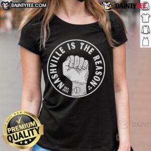 Alt Text: Good Nashville is the Reason Circle Logo Est 2014 Ladies Tee featuring stylish design and vibrant colors.