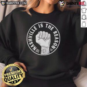 Alt Text: Good Nashville Is The Reason Circle Logo Est 2014 sweatshirt featuring a stylish design for fans of Nashville culture.