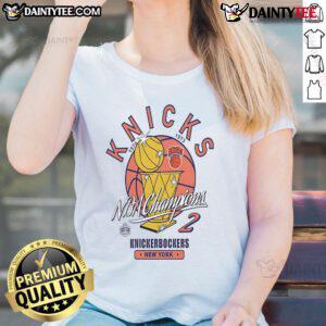 Good New York Knicks NBA Champions 1970-1973 Ladies Tee featuring vintage design and team colors for passionate fans.
