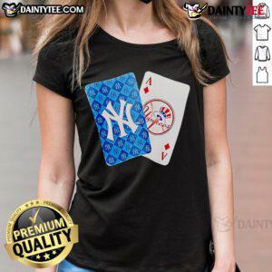 Good New York Yankees Logo Ace of Diamonds Card Ladies Tee featuring a stylish design for baseball fans.