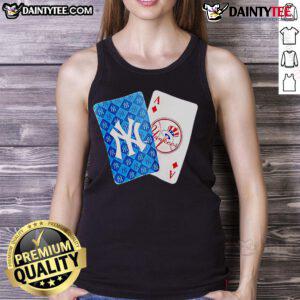Good New York Yankees logo on Ace of Diamonds card tank top, perfect for baseball fans and stylish summer wear.