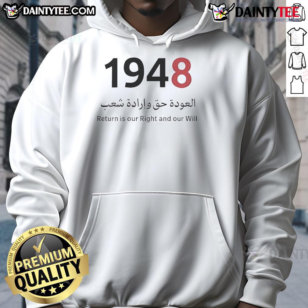 Good Return Is Our Right And Our Will Palestine 1948 Hoodie showcasing a bold design celebrating Palestinian heritage.