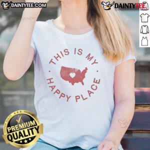 Good This Is My Happy Place American Map Ladies Tee featuring a stylish graphic of the USA map, perfect for casual wear.