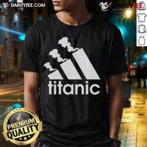 Good Titanic Sinking Too Soon Parody Spoof T-Shirt featuring humorous design inspired by the iconic movie disaster.
