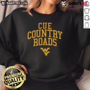 Good West Virginia Mountaineers Cue Country Roads sweatshirt featuring team colors and logo, perfect for fans.