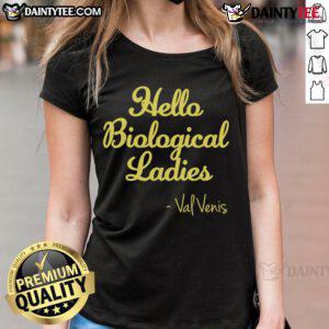 Happy Hello Biological Ladies Val Vens Ladies Tee featuring vibrant design and cheerful colors, perfect for casual wear.
