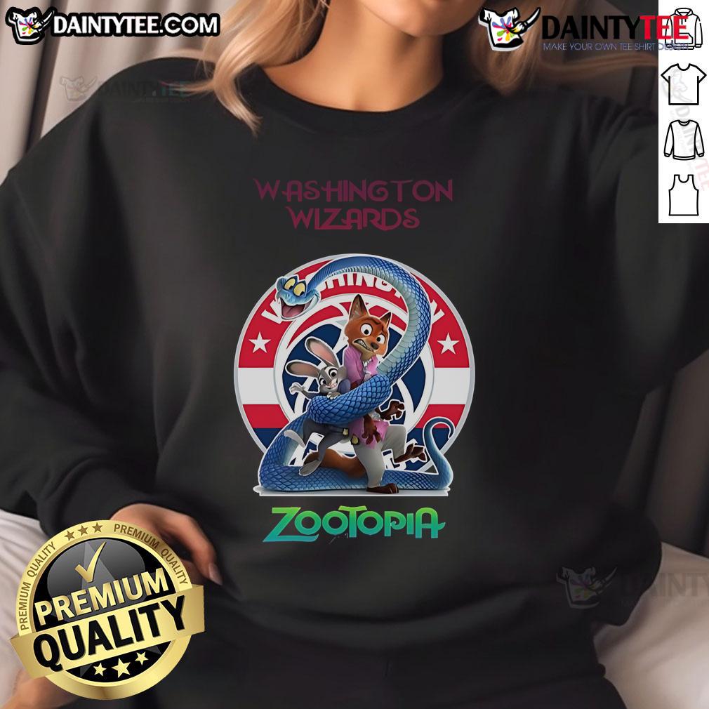 Happy Washington Wizards Zootopia 2 Sweatshirt featuring vibrant graphics and a cozy design for fans.