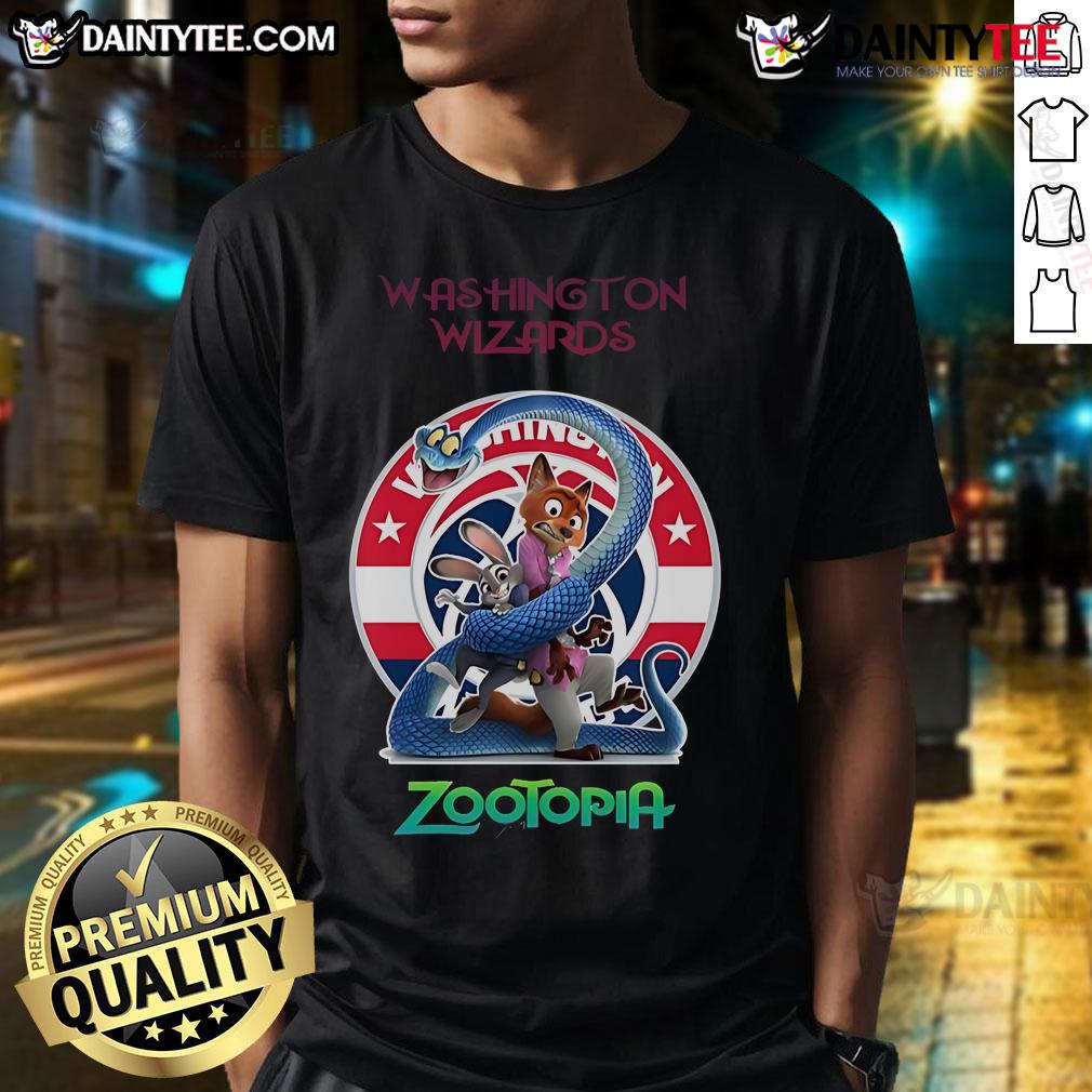 Happy Washington Wizards Zootopia 2 T-Shirt featuring vibrant graphics and playful design, perfect for fans and collectors.