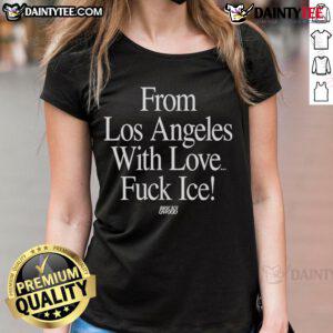 Hot From Los Angeles With Love ladies tee featuring bold graphic design, perfect for casual wear and stylish outfits.