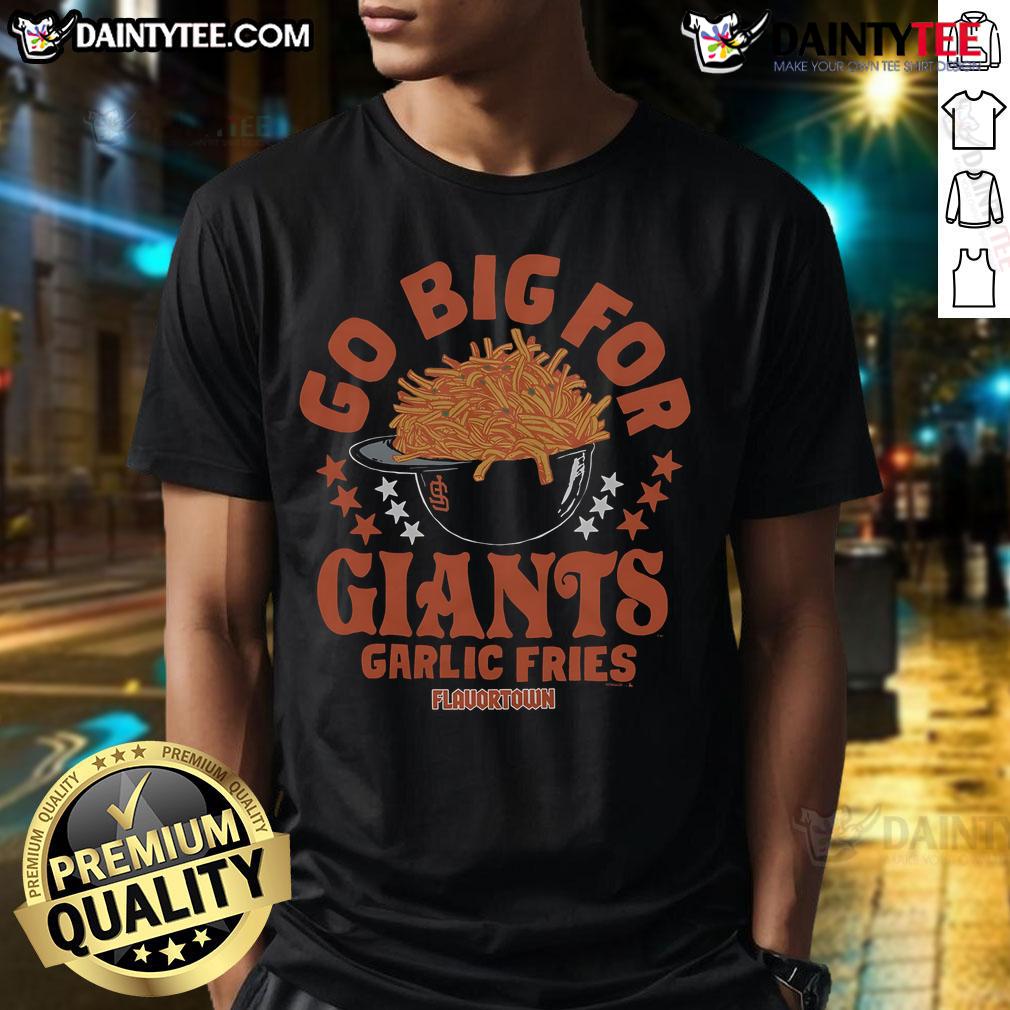 Alt Text: San Francisco Giants T-shirt featuring Hot MLB x Flavortown design, celebrating Giants garlic fries.