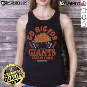 Alt Text: Hot MLB X Flavortown San Francisco Giants tank top featuring garlic fries design for baseball fans.