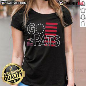 Hot New England Patriots Go Pats ladies tee featuring vibrant team colors and stylish design for female fans.