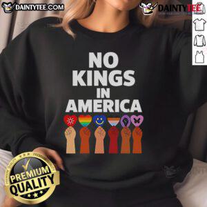 Hot No Kings in America Anti-Authoritarian Protest Trump Sweatshirt showcasing bold protest graphics and message.