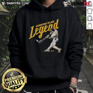 Nice Christian Yelich Milwaukee Brewers legend hoodie featuring team colors and logo, perfect for fans and collectors.