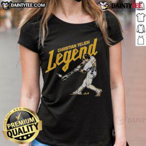 Nice Christian Yelich Milwaukee Brewers Legend Ladies Tee featuring stylish design and vibrant team colors.