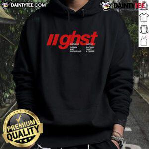 Alt Text: Nice Ghost Racing GHST Dream Racing Bike hoodie design, featuring a unique crime-themed graphic for racing enthusiasts.