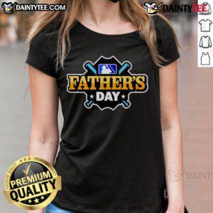 Happy Father's Day MLB ladies tee featuring a vibrant design, perfect for celebrating dad's love for baseball.