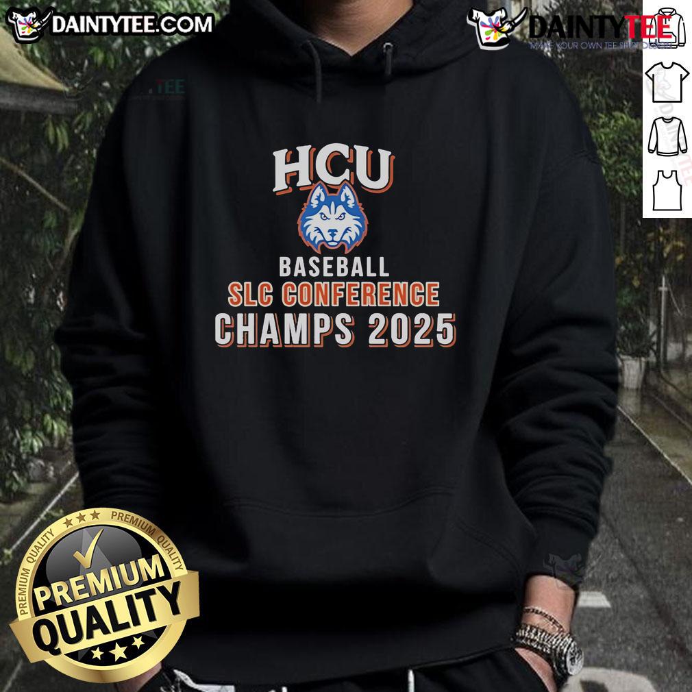 Houston Christian Huskies HCU Baseball SLC Conference Champs 2025 hoodie featuring team logo and championship design.