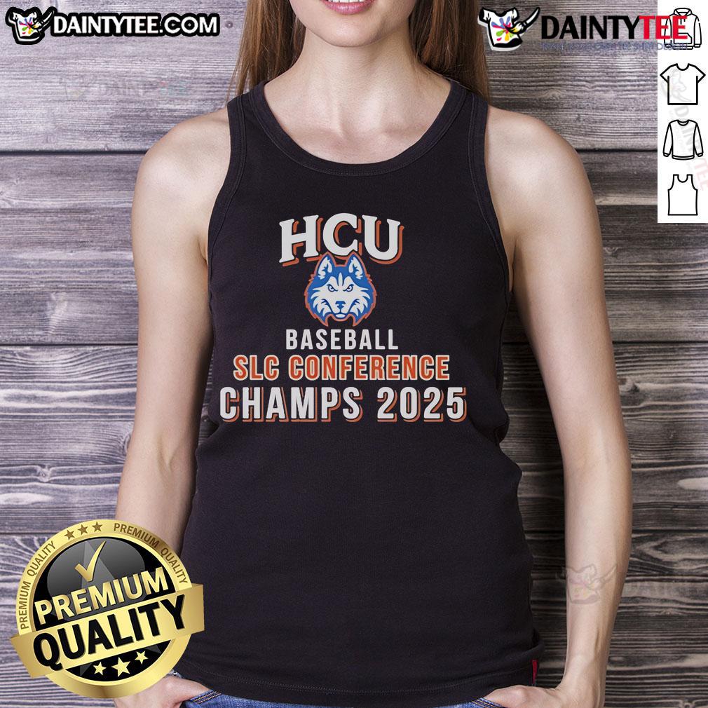 2025 HCU Baseball SLC Conference Champs tank top featuring Nice Houston Christian Huskies design.