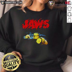 Nice Jaws 50th Anniversary Sweatshirt featuring iconic shark design, perfect for fans of classic horror movies.