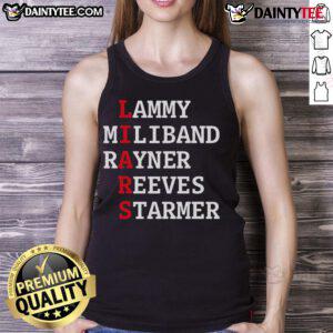 Nice Lammy, Miliband, Rayner, Reeves, and Starmer wearing matching tank tops at a political event.