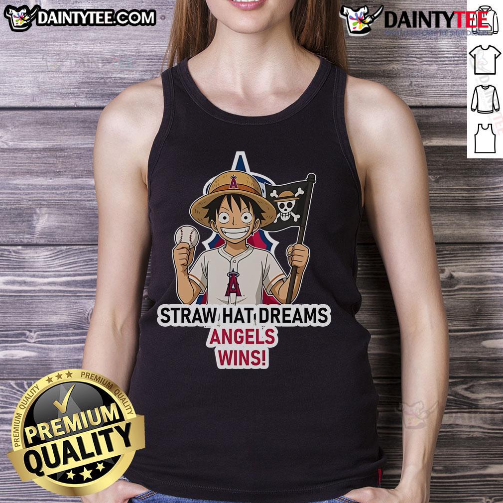 Nice Los Angeles Angels Monkey D. Luffy Straw Hat Dreams tank top featuring vibrant colors and unique design.