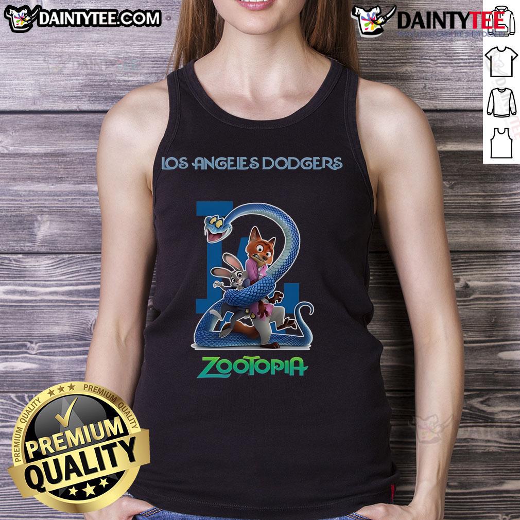 Stylish Nice Los Angeles Dodgers Zootopia 2 tank top featuring colorful graphics, perfect for fans and summer wear.