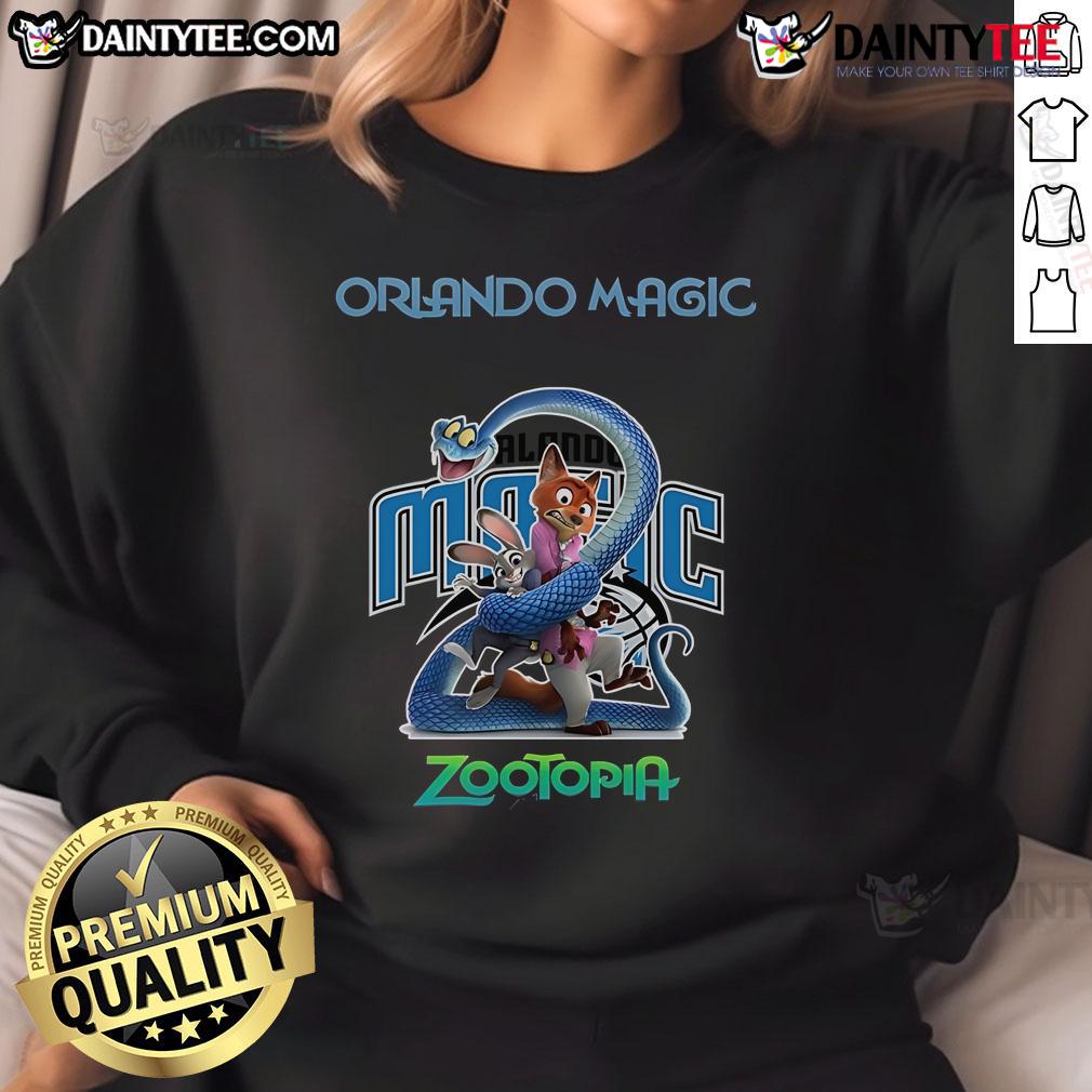 Nice Orlando Magic Zootopia 2 sweatshirt featuring vibrant graphics and a comfortable fit, perfect for fans and casual wear.
