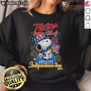 Happy twins wearing Nice Peanuts 4th of July Independence Day sweatshirt, celebrating with festive smiles and joy.