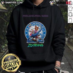 Alt Text: Stylish Nice Philadelphia 76ers Zootopia 2 hoodie featuring vibrant graphics and a comfortable fit for fans.
