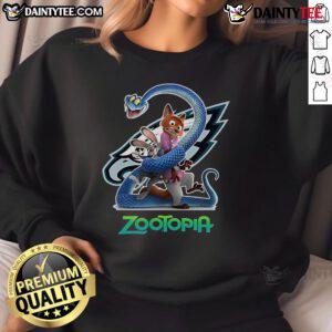 Nice Philadelphia Eagles Zootopia 2 Sweatshirt featuring vibrant graphics and a cozy design for fans.
